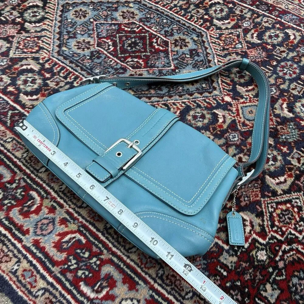 Coach F11196 MEDIUM Vintage Y2K Soho Flap Leather Shoulder Bag Blue